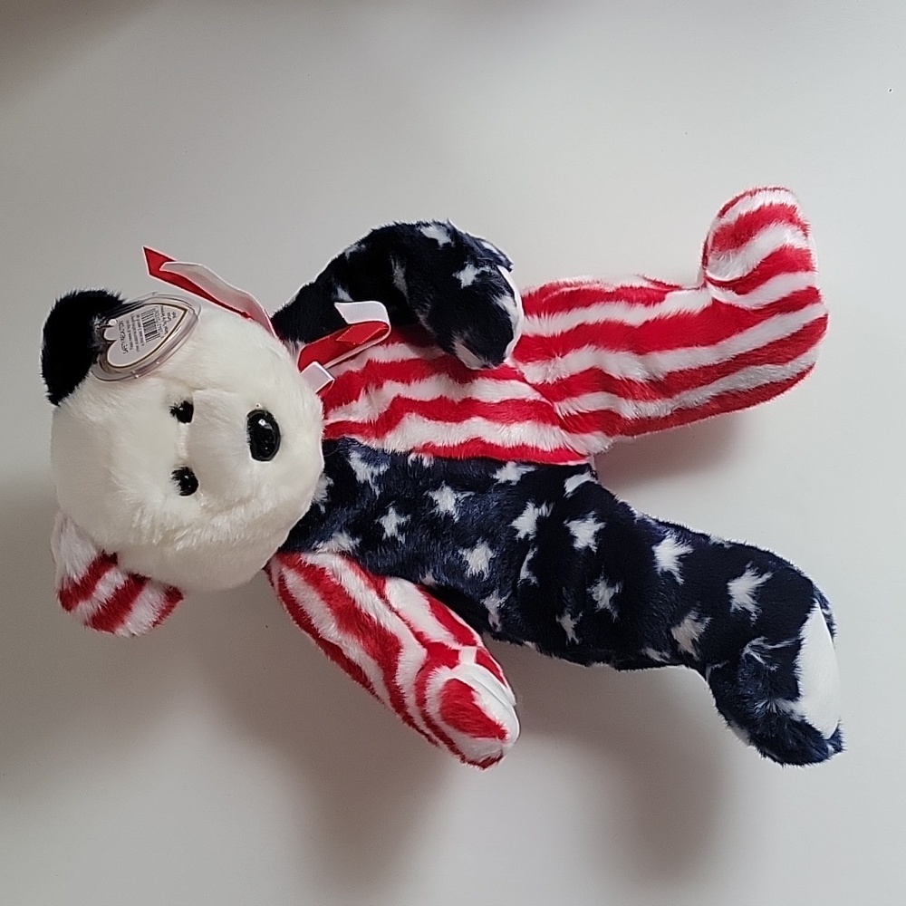 Ty Beanie Buddy Spangle(America Flag Bear), 1999